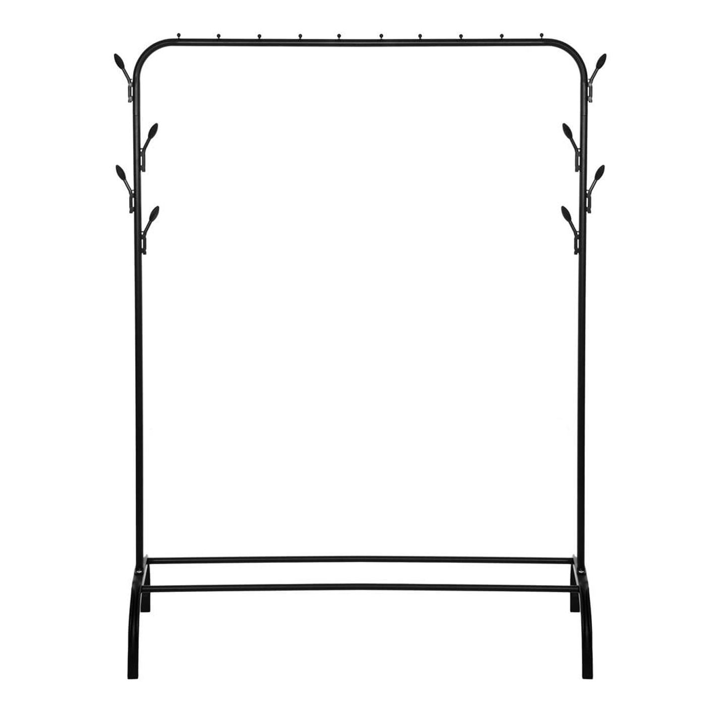 Закачалка за дрехи с метална рамка, релса за закачалки, кукички, 40x110x146 см, за съхранение, черна - 8