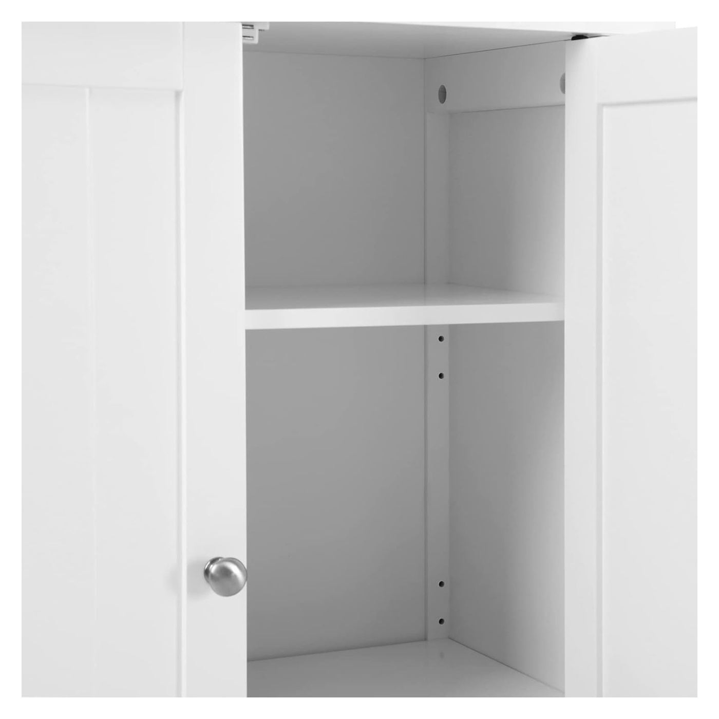 Шкаф за баня с 2 регулируеми рафта MDF, 30x60x80 см, стил Beadboard, бял - 9