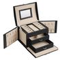3-етажна кутия за бижута с 2 чекмеджета, огледало и ключалка, 14x18x14см, черна thumbnail 1