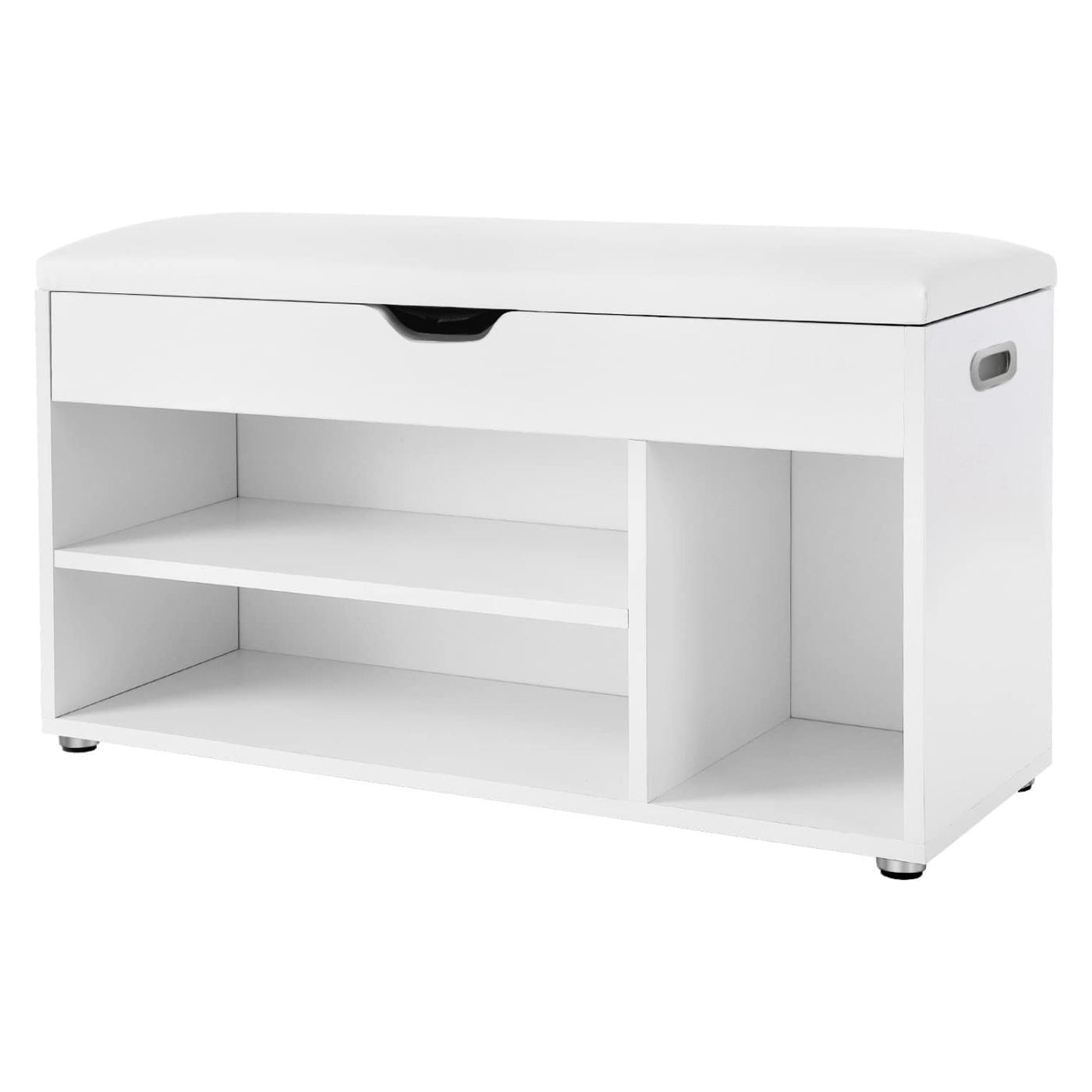 Табуретка с тапицерия, 3 отделения, макс. 150 кг, 30x80x44 см, модерен дизайн, бяла - 3