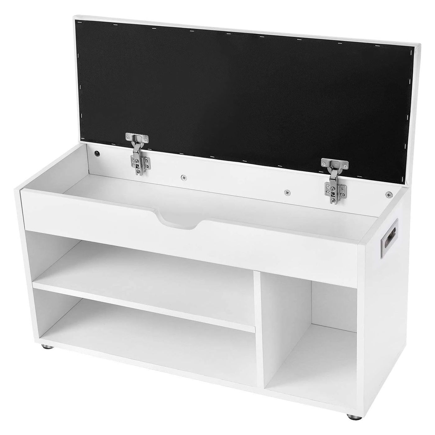 Табуретка с тапицерия, 3 отделения, макс. 150 кг, 30x80x44 см, модерен дизайн, бяла - 5