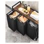 Кош за пране, 3 отделения, Подвижни торби за пране, Рафт, Метална рамка, 3x38L, 93x33x72 см, Рустик кафяво и черно thumbnail 3