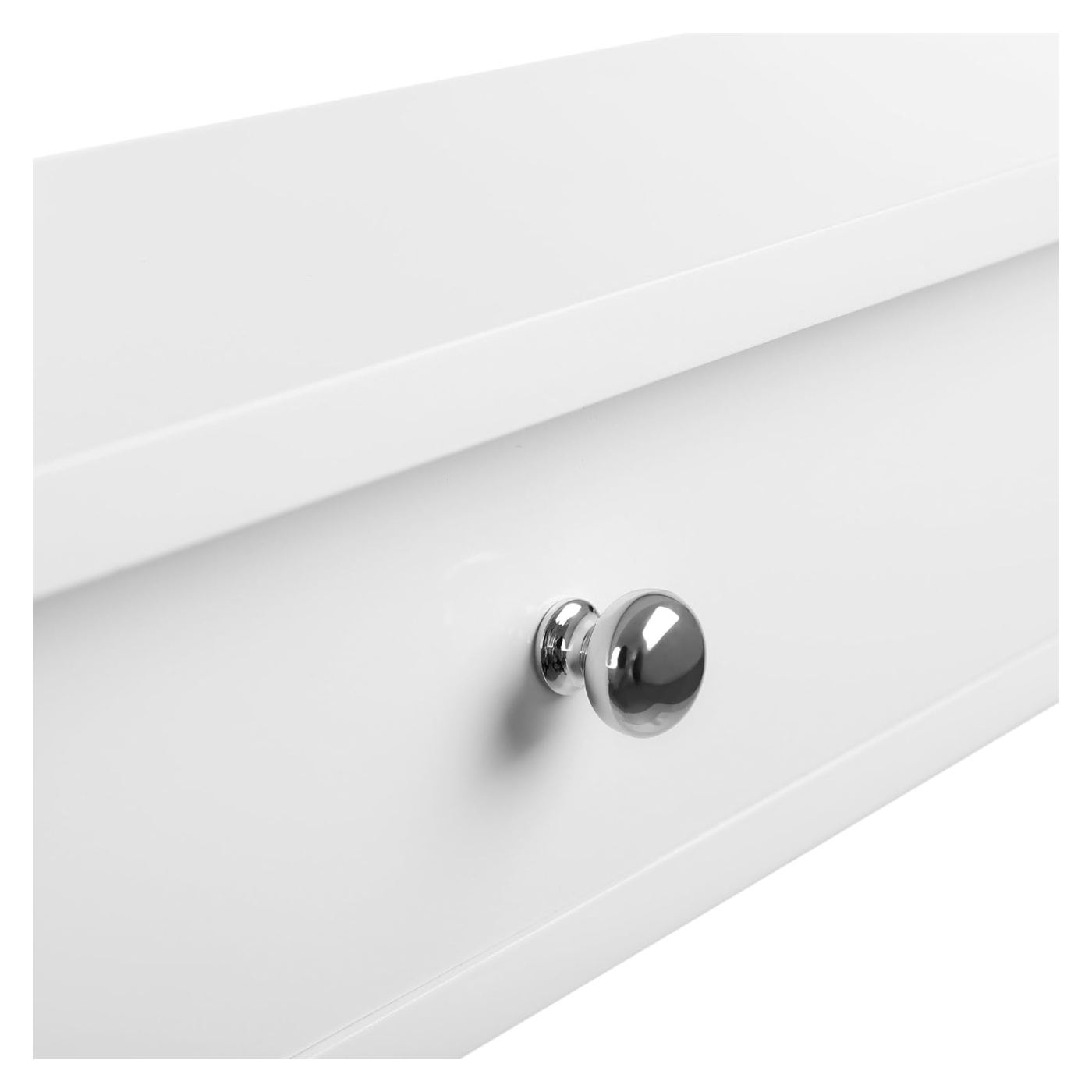 Пластмасов рафт за стена с 3 чекмеджета, гланц MDF, бърз монтаж, 80x15x10 см, елегантен дизайн, бял - 7