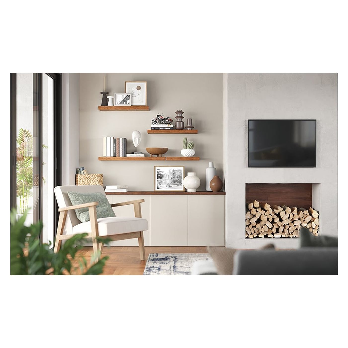 Пластмасов рафт за стена, MDF, включена система за монтаж, 80x20x4см, Винтидж кафяв - 6