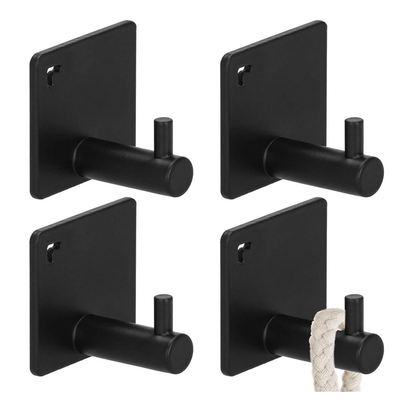 Set 4 agatatori baie tip cuier aluminiu fixare inclusa, design compact, finisaj mat, negru - 10