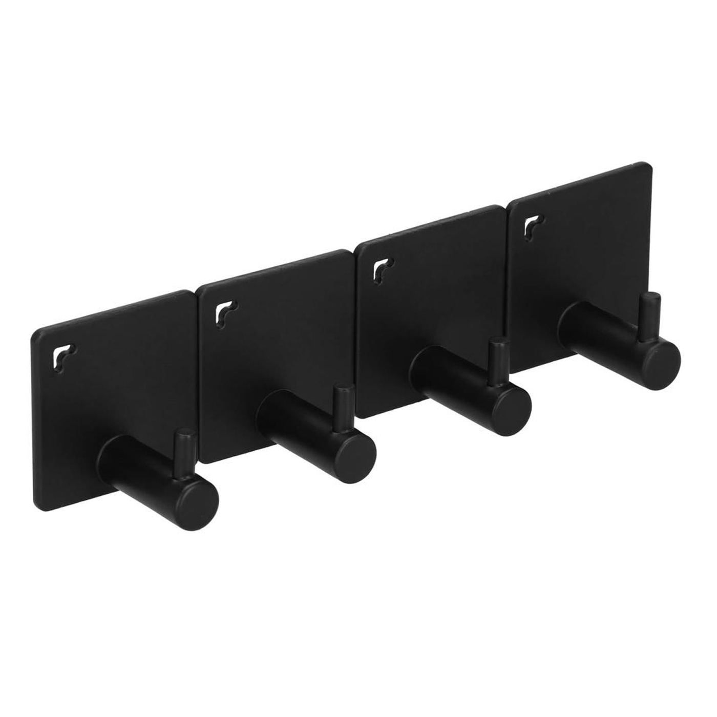 Set 4 agatatori baie tip cuier aluminiu fixare inclusa, design compact, finisaj mat, negru - 11