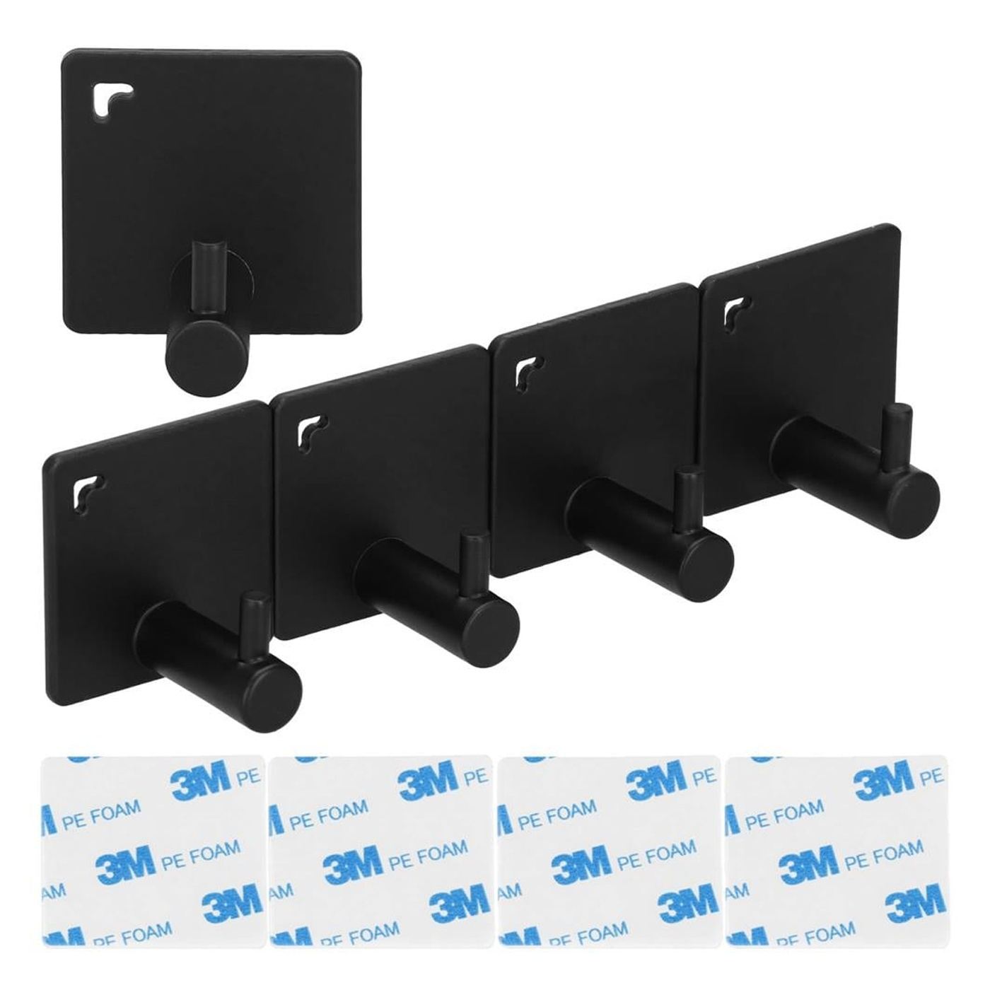 Set 4 agatatori baie tip cuier aluminiu fixare inclusa, design compact, finisaj mat, negru - 17