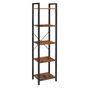 5-етажен рафт за книги с метална рамка и дървени рафтове, 40x30x153 см, Индустриален стил, Рустик кафяво thumbnail 1