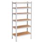 Метална етажерка с 6 рафта, алуминий MDF, 900 кг макс., 225x110x50 см, регулируема, сребриста thumbnail 1