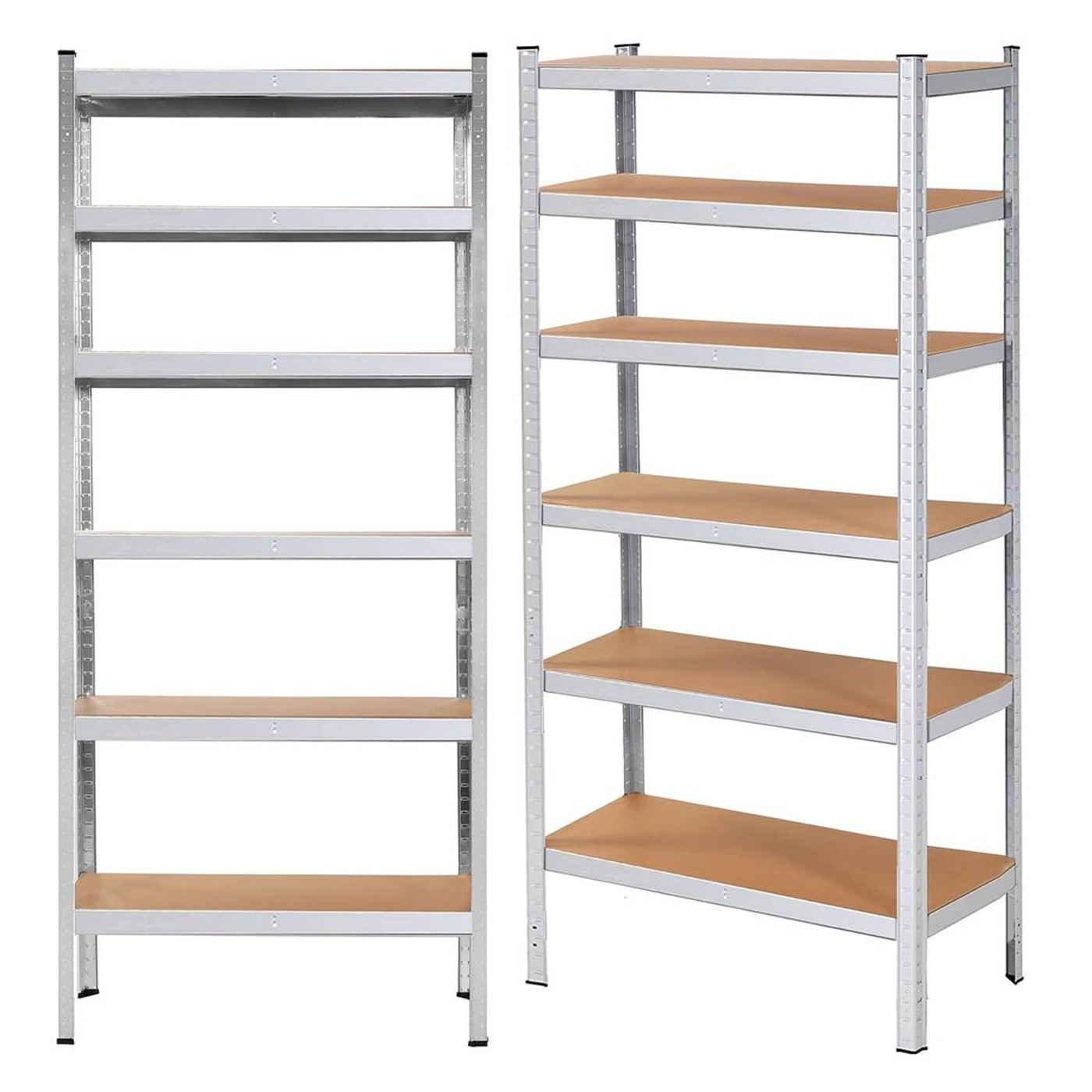 Метална етажерка с 6 рафта, алуминий MDF, 900 кг макс., 225x110x50 см, регулируема, сребриста - 8