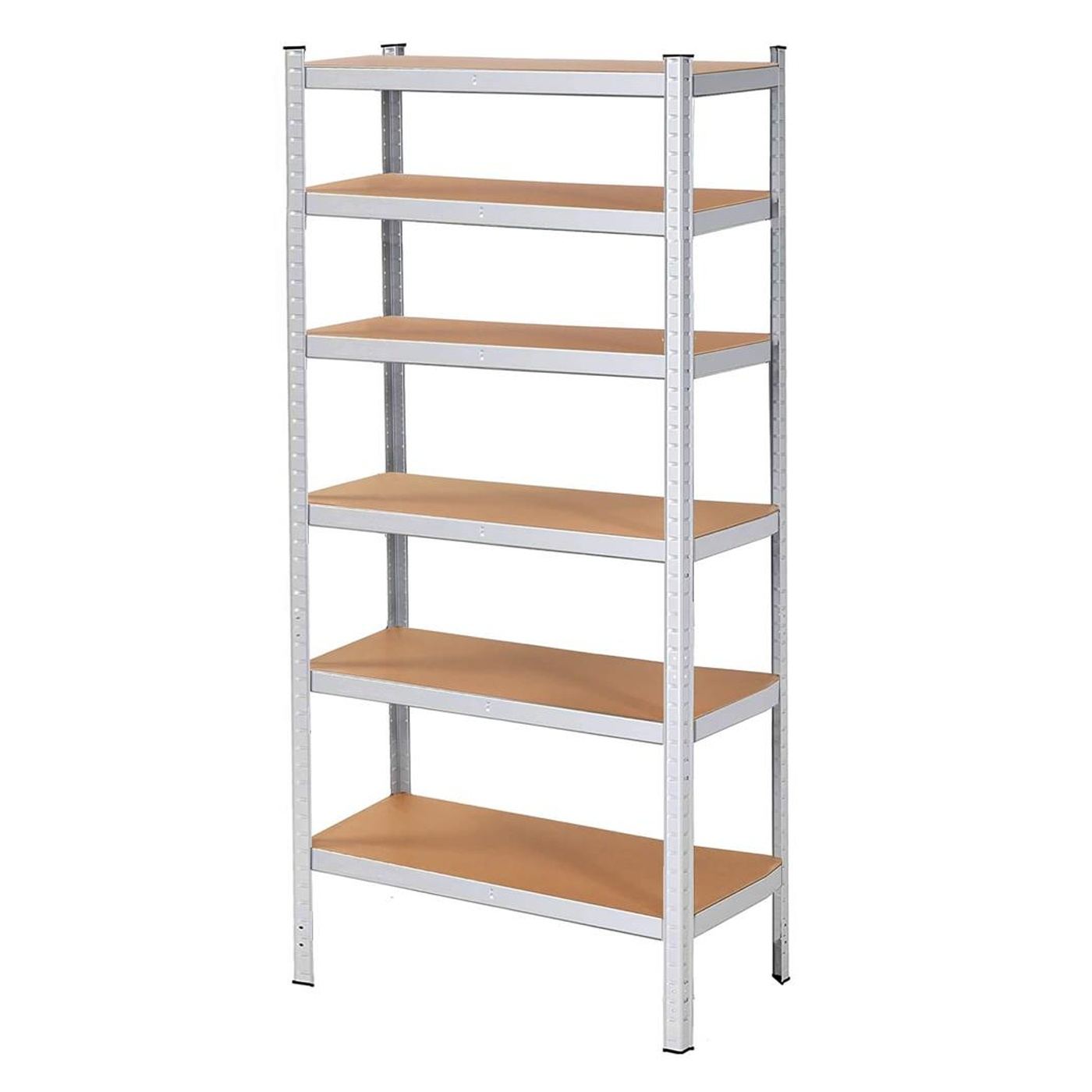 Метална етажерка с 6 рафта, алуминий MDF, 900 кг макс., 225x110x50 см, регулируема, сребриста - 13