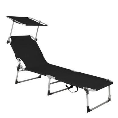 Șezlong pliabil parasolar reglabil 3 poziții poliester metal, 188x57x38 cm, maxim 120 kg, gri