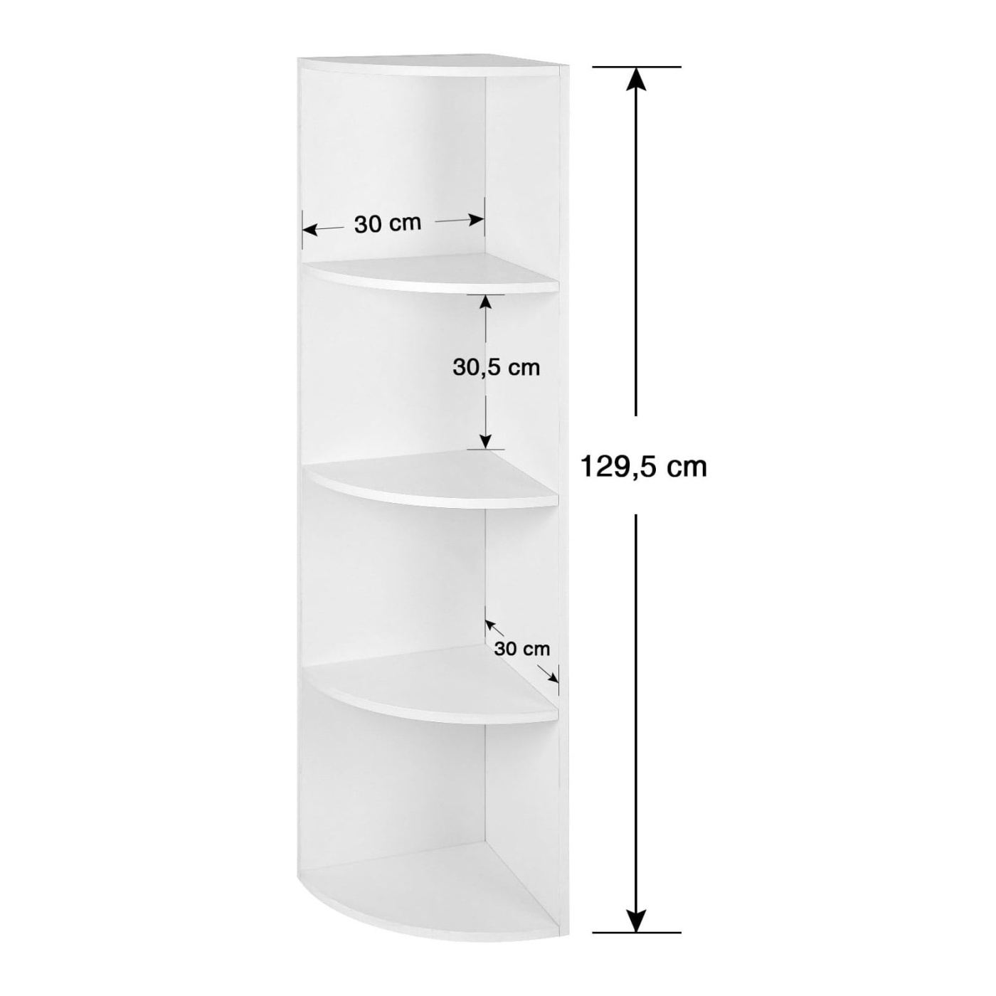 4-етажна етажерка от дървесен композит, Компактно съхранение, 30x30x130 см, Модерен дизайн, Бяла - 5