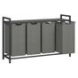 Кош за пране 4x40L, Подвижни торби, Горен рафт и метална рамка, 116x33x72 см, Черен и Сив thumbnail 1