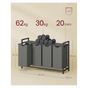 Кош за пране 4x40L, Подвижни торби, Горен рафт и метална рамка, 116x33x72 см, Черен и Сив thumbnail 3