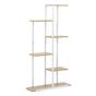 6-рафтова метална органайзер рафт от MDF, 60x20x113 см, Компактен дизайн, Бяло кафяво thumbnail 1