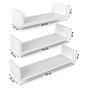 Комплект от 3 плаващи стенни рафта MDF 30 35 40 см, Двойно закрепване, Минималистичен дизайн, Бял thumbnail 2