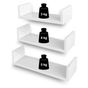 Комплект от 3 плаващи стенни рафта MDF 30 35 40 см, Двойно закрепване, Минималистичен дизайн, Бял thumbnail 3