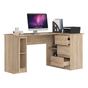 Ъглов бюро от ПДЧ с 3 чекмеджета и 4 рафта, организация, 155x85x77 см, просторен плот, дъб сонома thumbnail 2