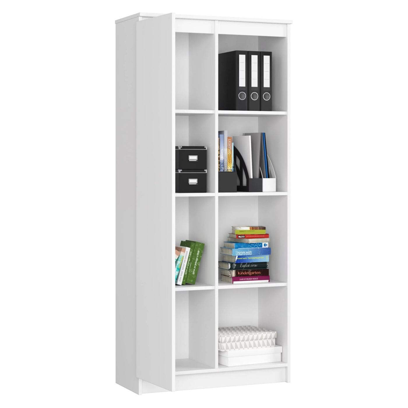 Шкаф с врата и 8 рафта, 16 мм ламинирано ПДЧ, 80x35x180 см, бял - 5