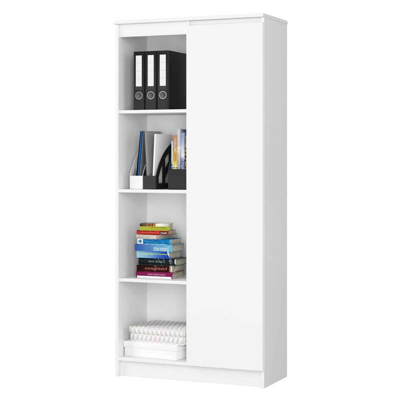 Шкаф с врата и 8 рафта, 16 мм ламинирано ПДЧ, 80x35x180 см, бял - 7