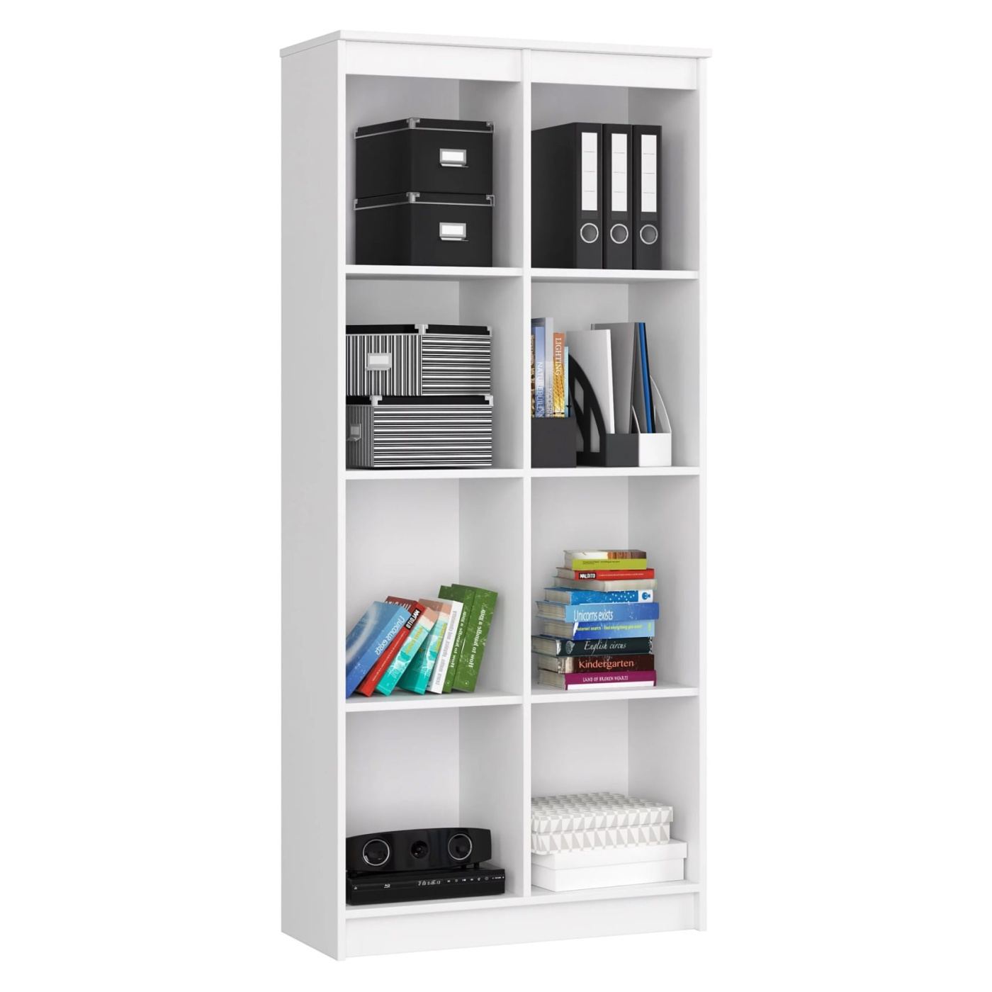 Шкаф с врата и 8 рафта, 16 мм ламинирано ПДЧ, 80x35x180 см, бял - 8