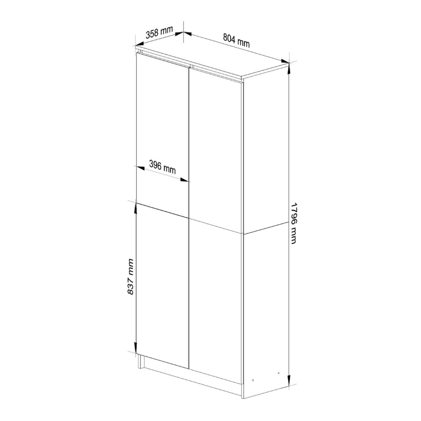 Шкаф с 8 рафта, 16 мм ламинирано ПДЧ, 80x35x180 см, дъб сонома и бяло - 3