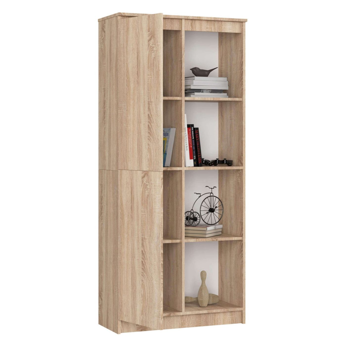 Шкаф с врата и 8 рафта, 16 мм ламинирано ПДЧ, 80x35x180 см, дъб сонома - 2