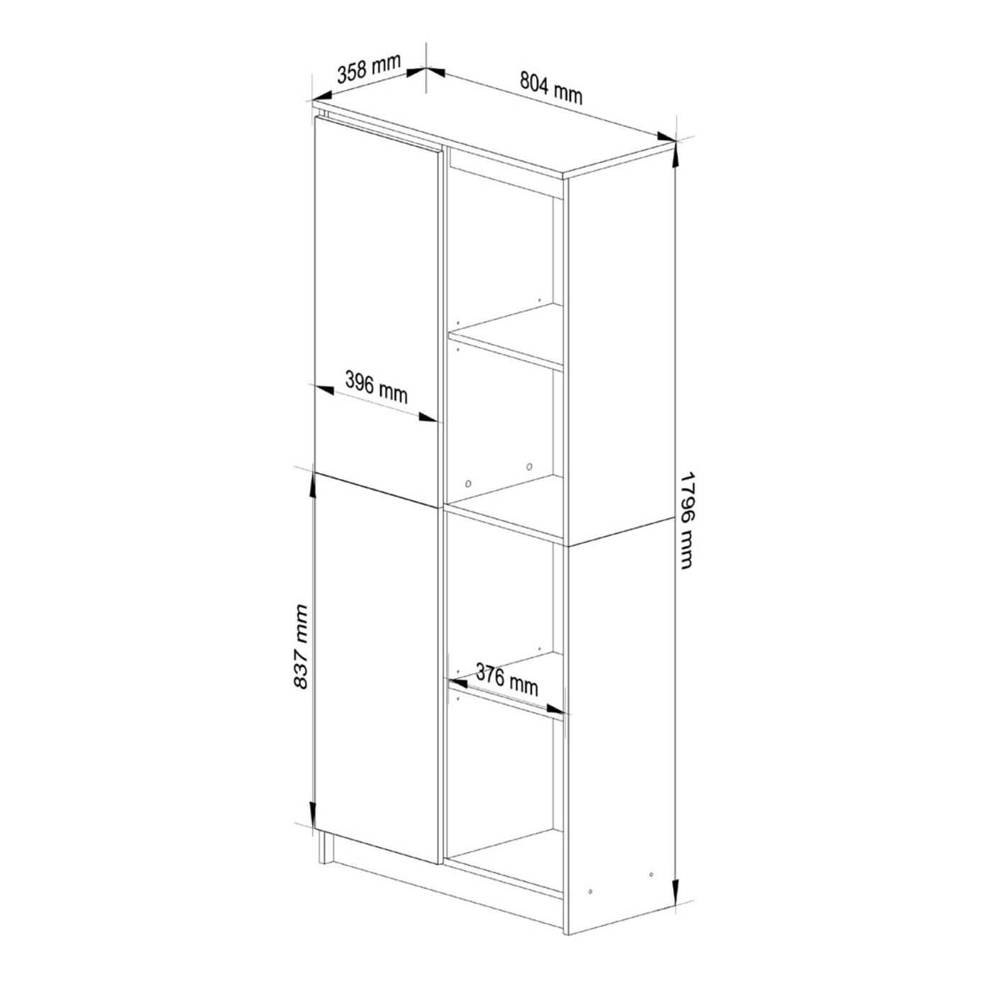 Шкаф с врата и 8 рафта, 16 мм ламинирано ПДЧ, 80x35x180 см, дъб сонома - 4