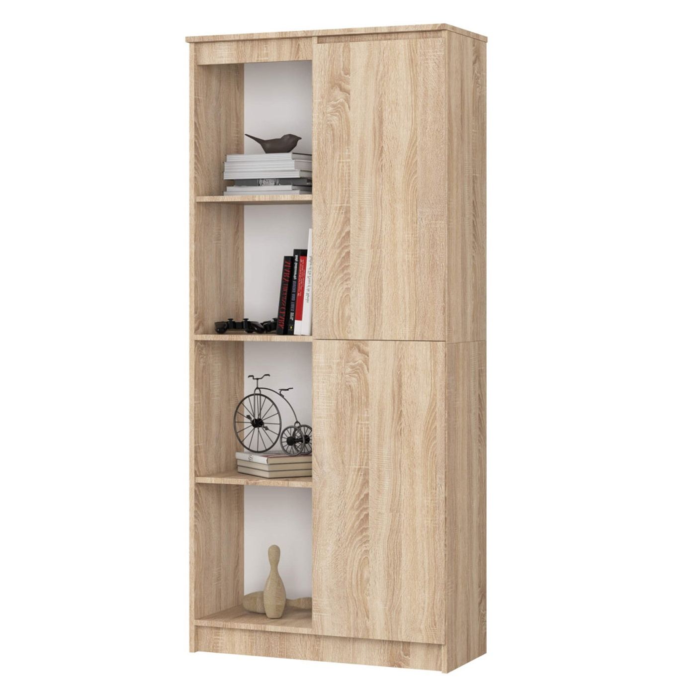 Шкаф с врата и 8 рафта, 16 мм ламинирано ПДЧ, 80x35x180 см, дъб сонома - 5