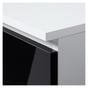Ъглов бюро с чекмедже, врата и 6 рафта, гланцови MDF фронтове, 120x126x79 см, бяло и гланцово черно thumbnail 4