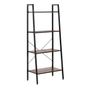 Индустриален стил Метална MDF библиотека с 4 рафта, предпазна ключалка, 56x34x138 см, Макс. 100 кг, Кафяво черно thumbnail 1