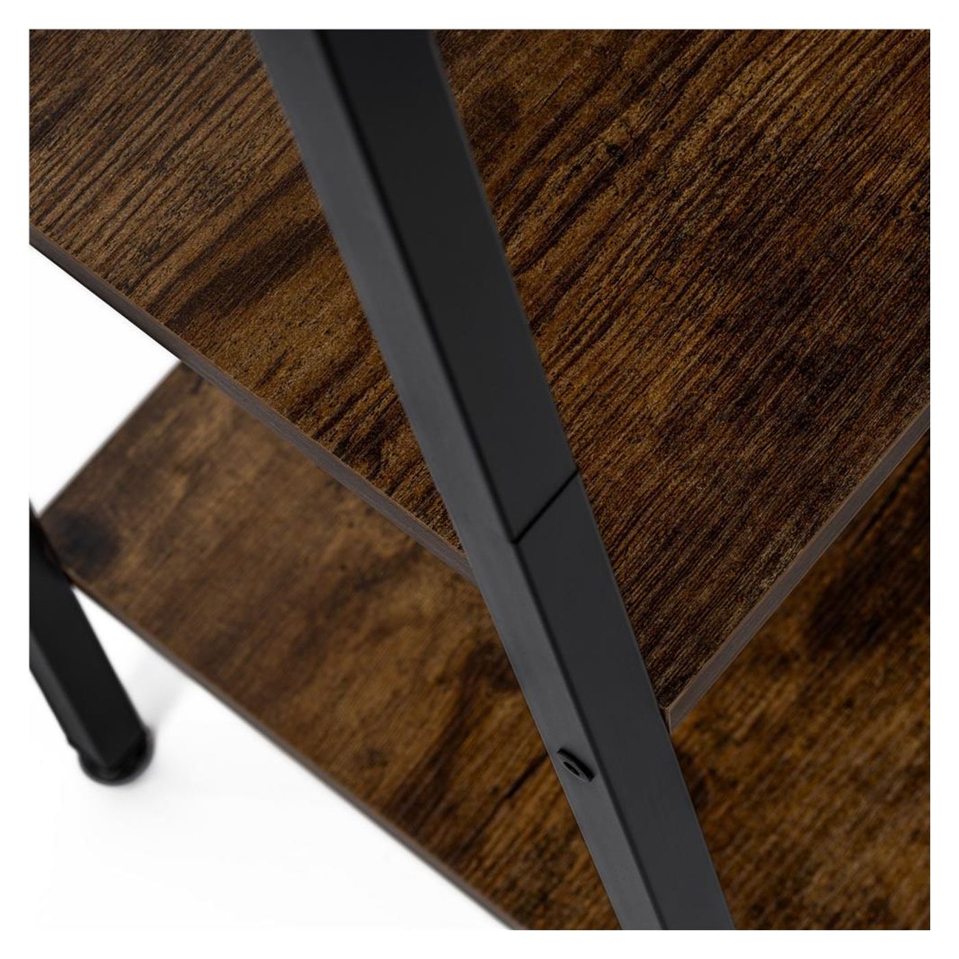 Индустриален стил Метална MDF библиотека с 4 рафта, предпазна ключалка, 56x34x138 см, Макс. 100 кг, Кафяво черно - 15
