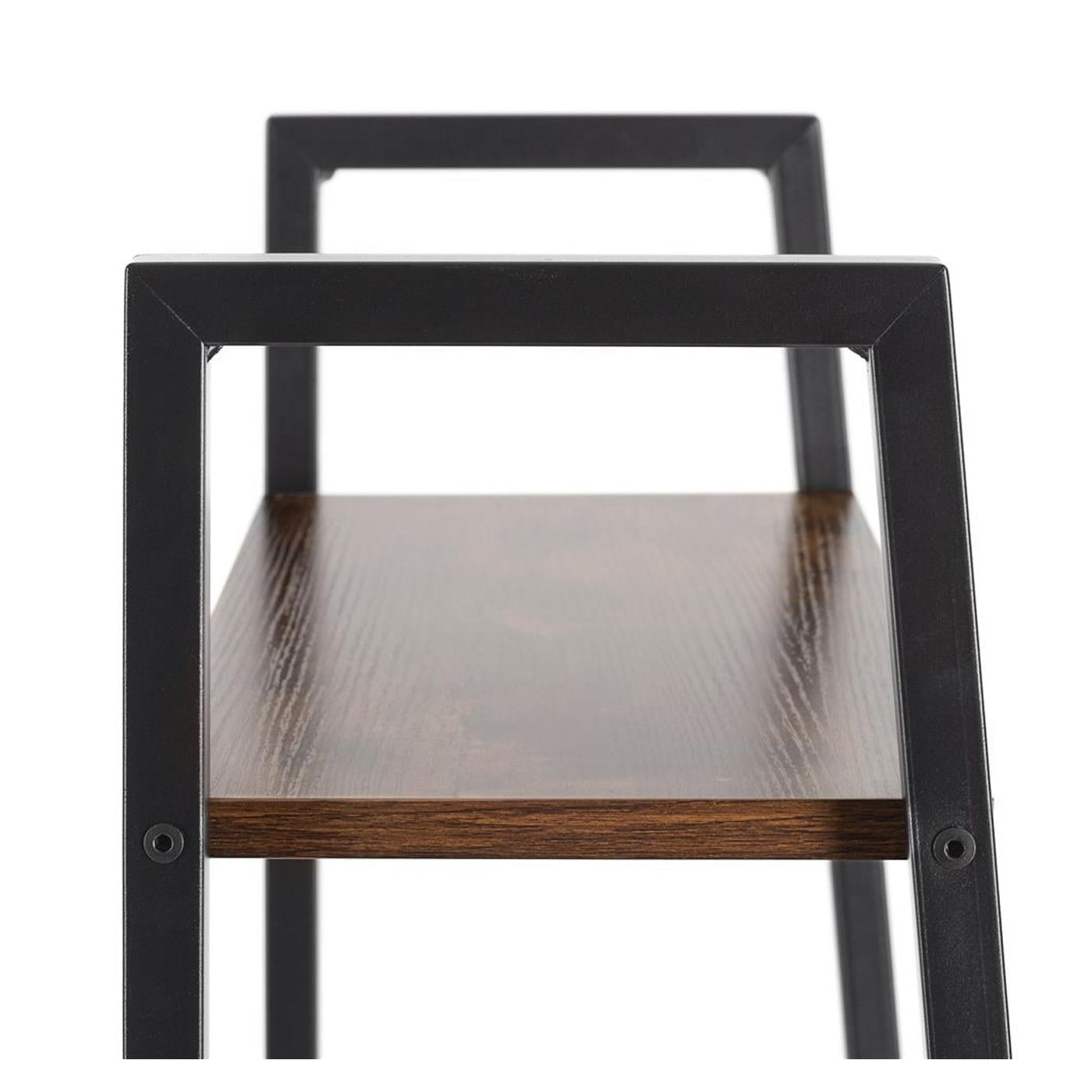 Индустриален стил Метална MDF библиотека с 4 рафта, предпазна ключалка, 56x34x138 см, Макс. 100 кг, Кафяво черно - 16
