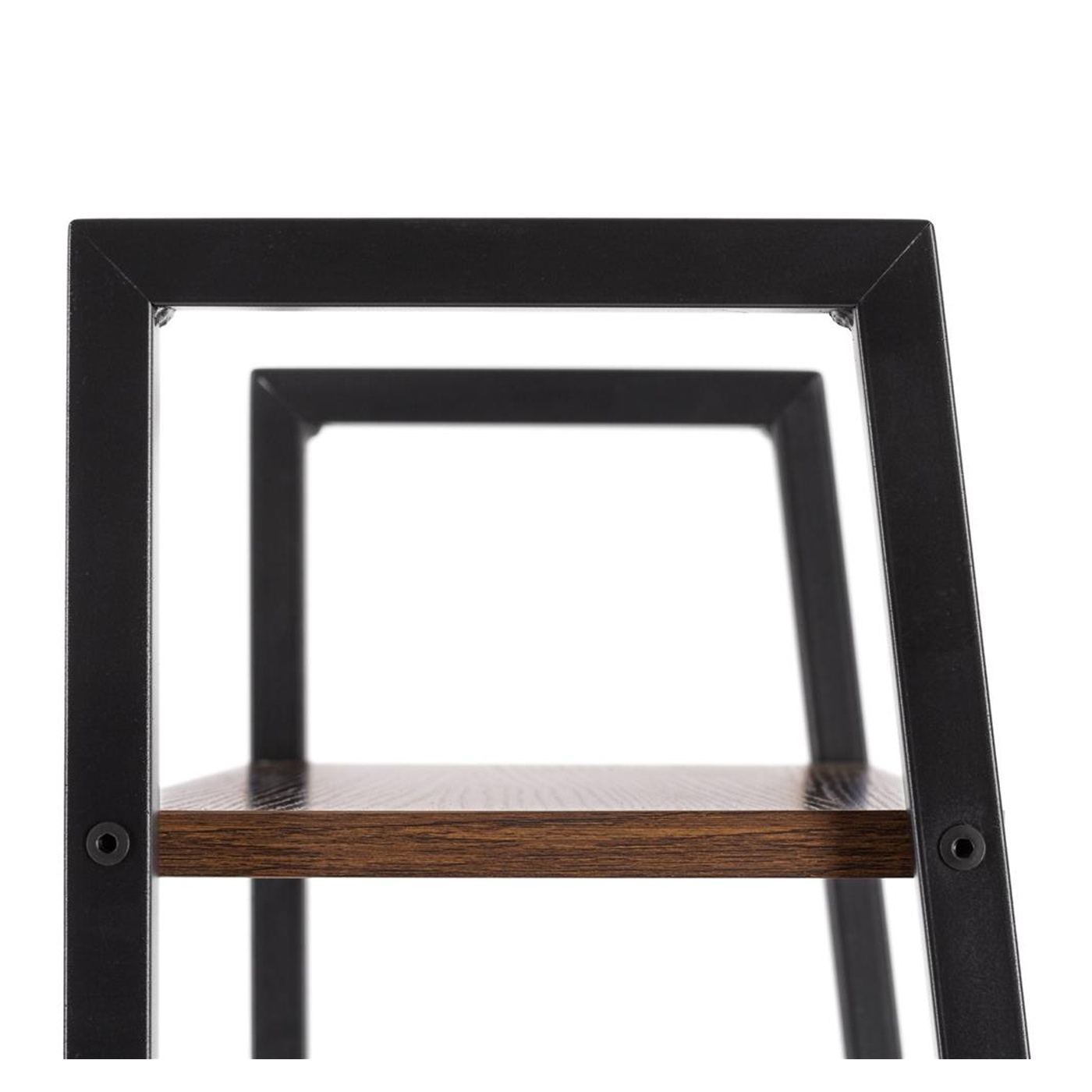 Индустриален стил Метална MDF библиотека с 4 рафта, предпазна ключалка, 56x34x138 см, Макс. 100 кг, Кафяво черно - 17