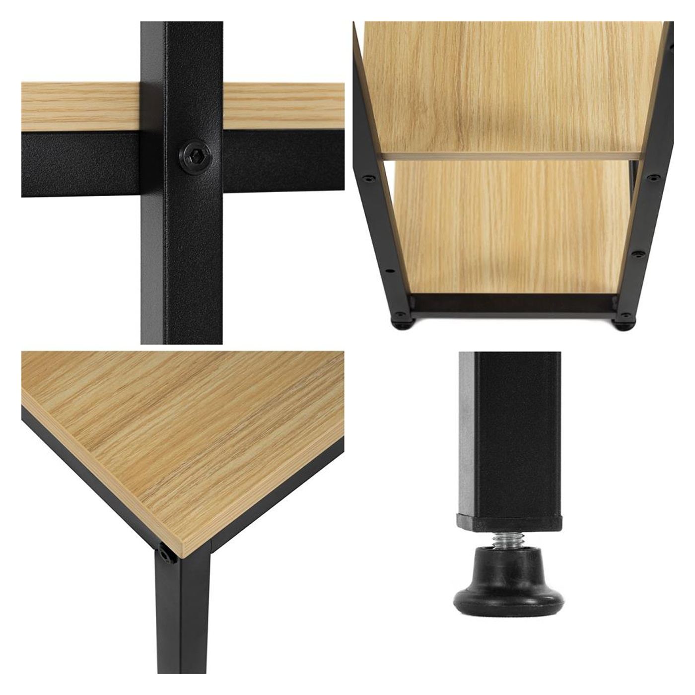 MDF бюро със странични рафтове, здрава метална рамка, 120x48x122 см, макс. 100 кг, светло кафяво - 20