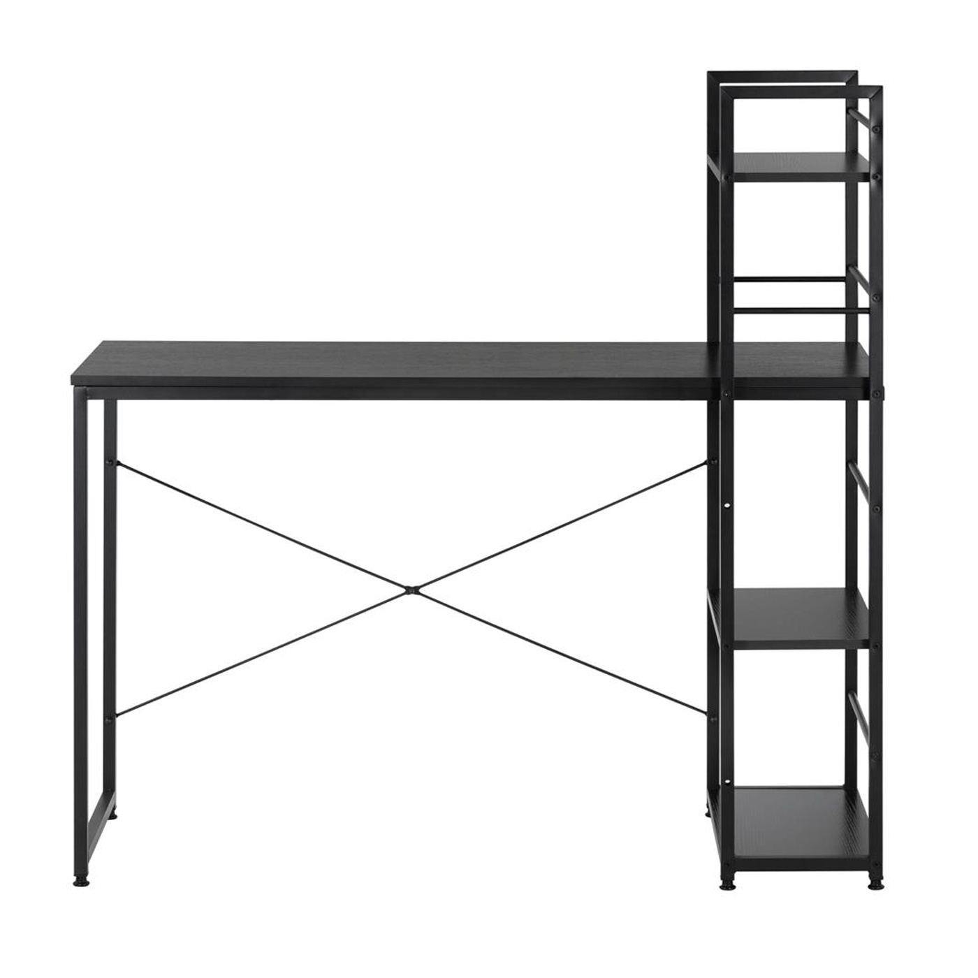MDF бюро със странични рафтове, метална рамка, просторно, 120x48x122 см, макс. 100 кг, черно - 14