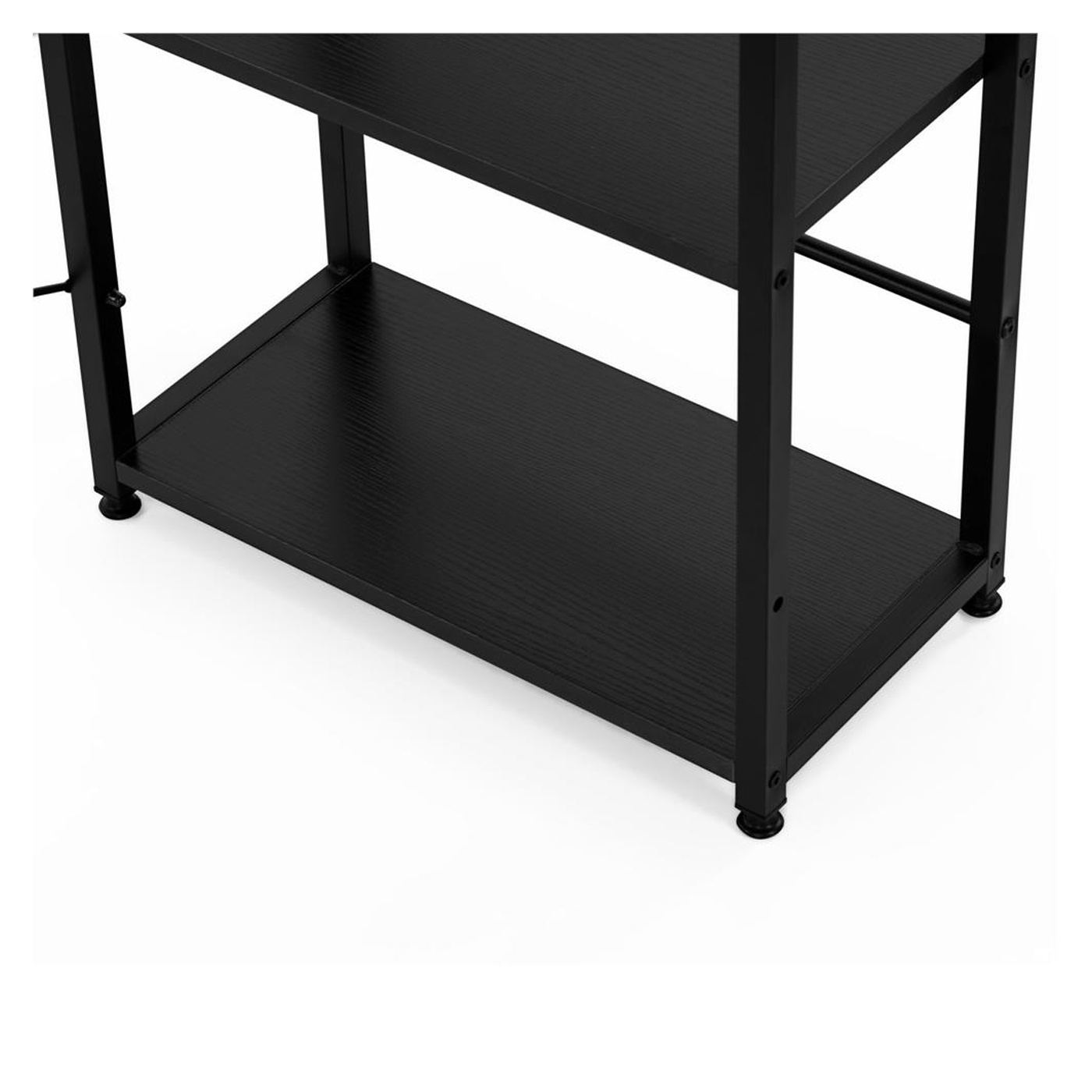 MDF бюро със странични рафтове, метална рамка, просторно, 120x48x122 см, макс. 100 кг, черно - 16