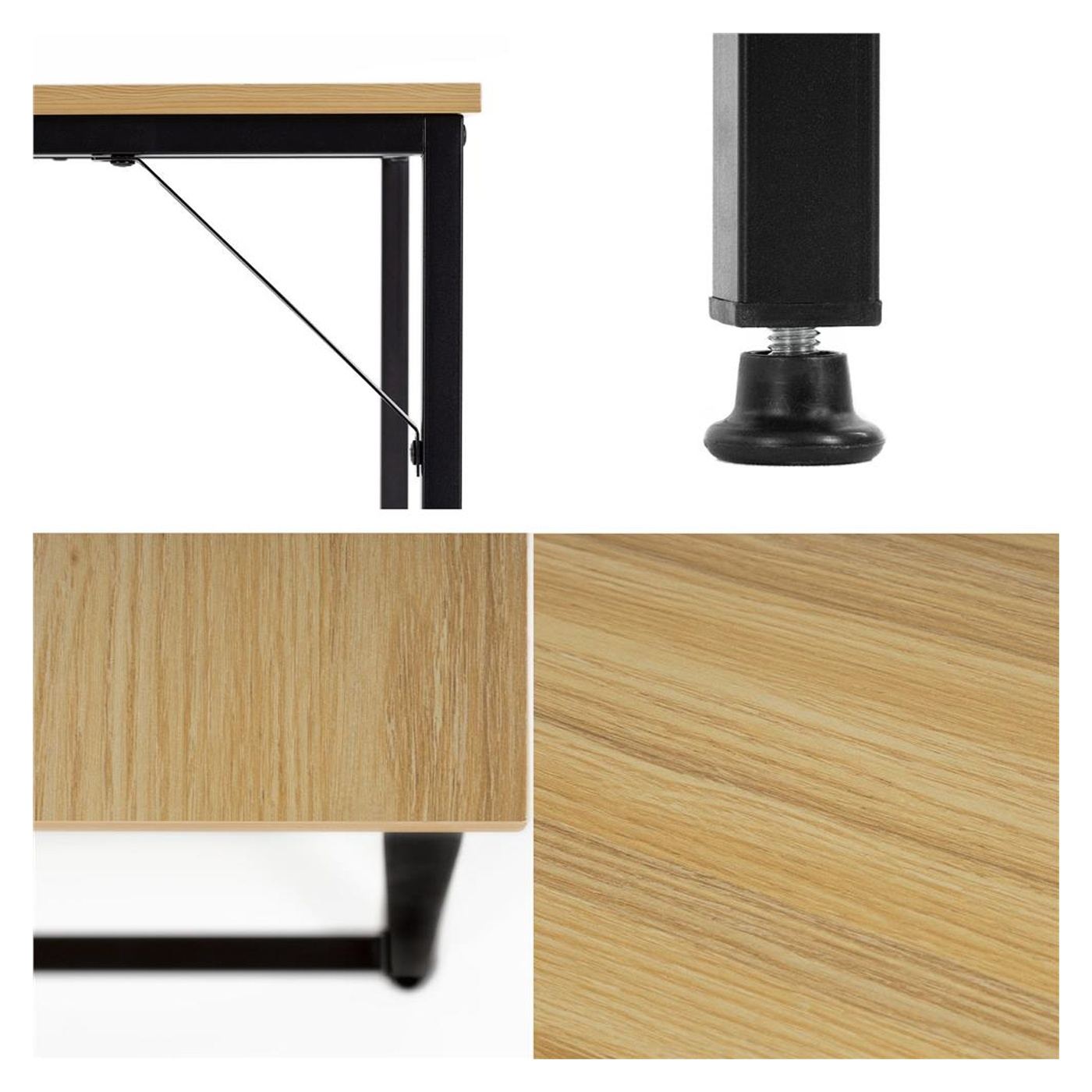 Компактно бюро с плот от MDF, метална рамка, регулируеми крака, 100x50x76 см, макс. 50 кг, светло кафяво - 17