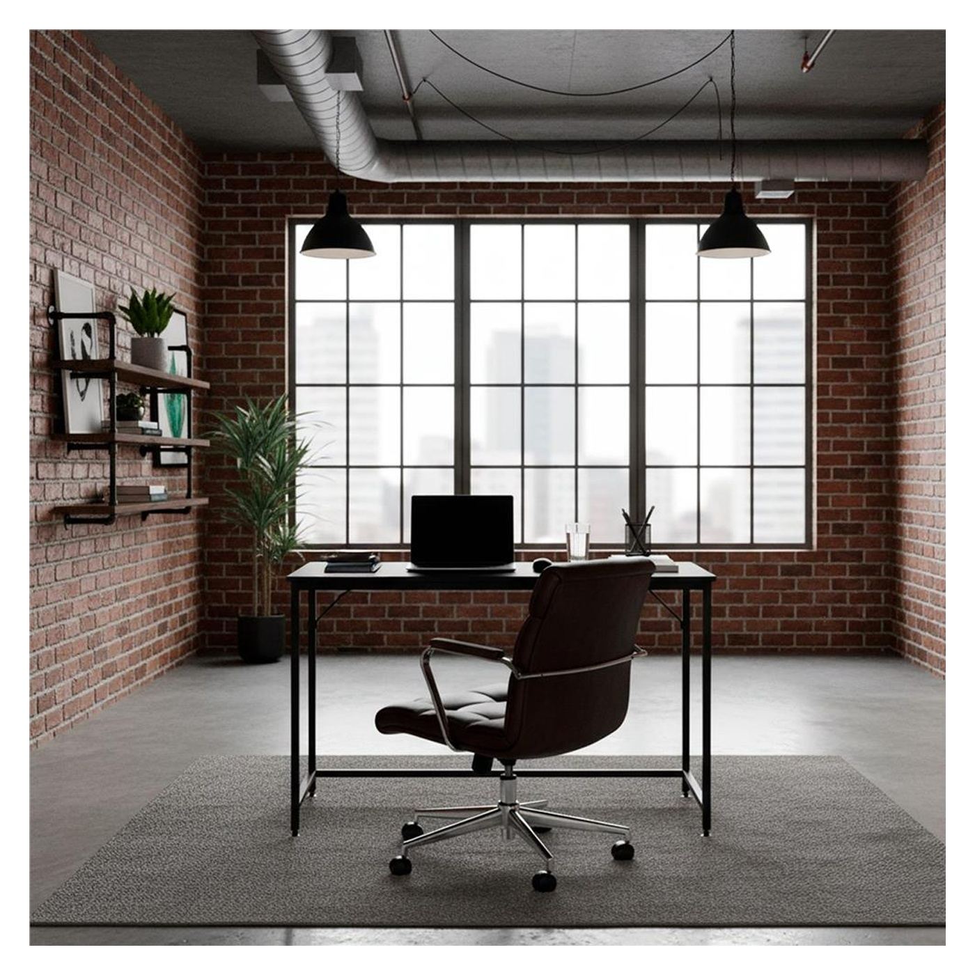 Компактно бюро с плот от MDF, метална рамка, регулируеми крачета, 100x50x76 см, макс. 50 кг, черно - 9
