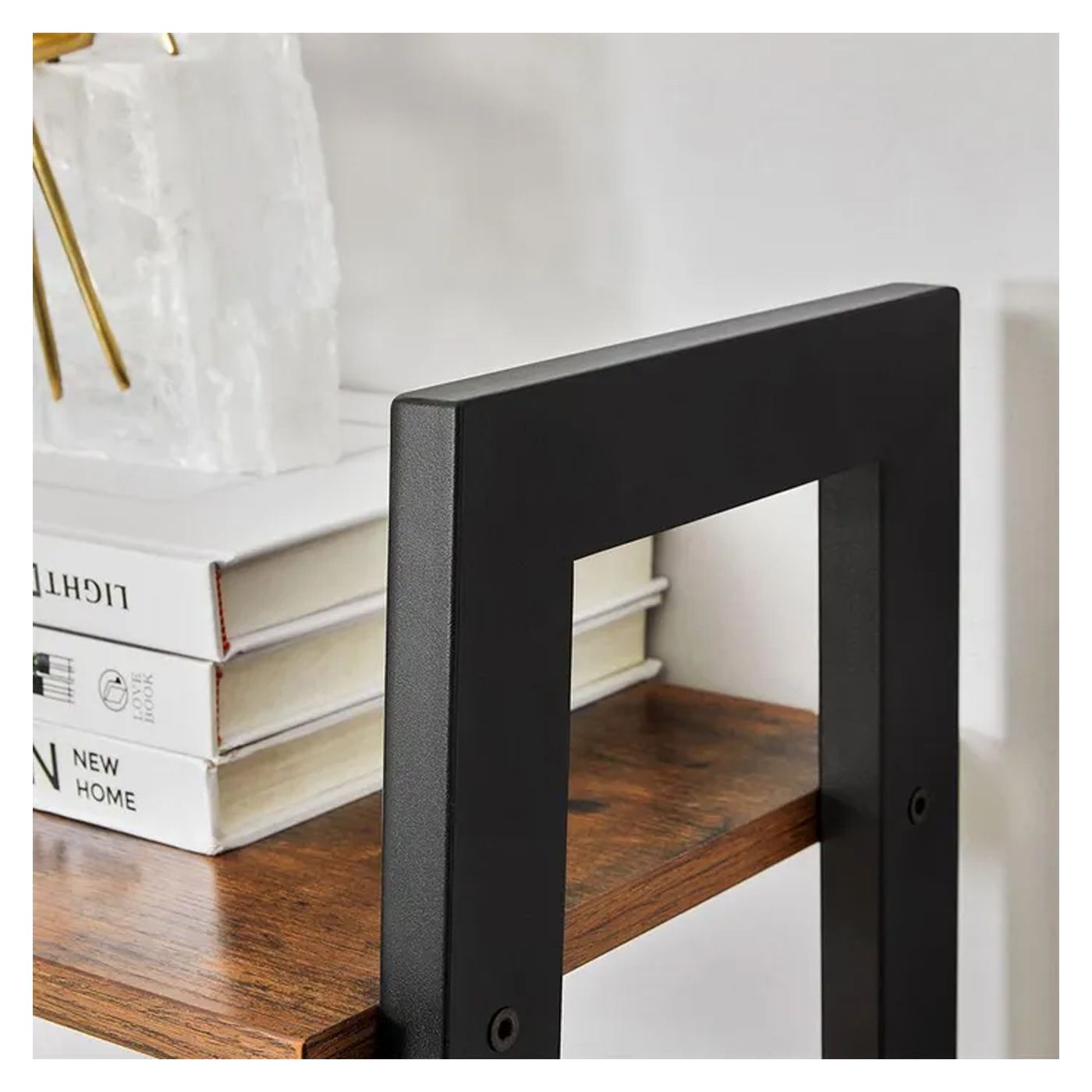 Етажерка тип стълба, стоманена рамка с 4 MDF рафта, индустриален стил, 56x34x138см, рустик кафяво - 5