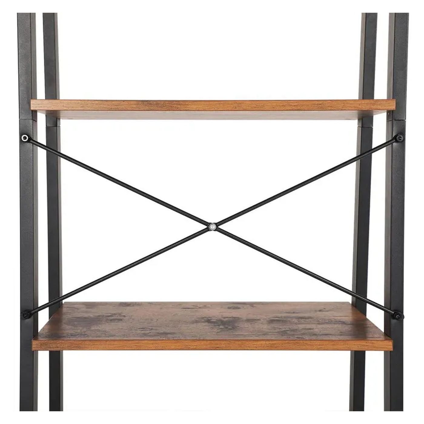 Етажерка тип стълба, стоманена рамка с 4 MDF рафта, индустриален стил, 56x34x138см, рустик кафяво - 6