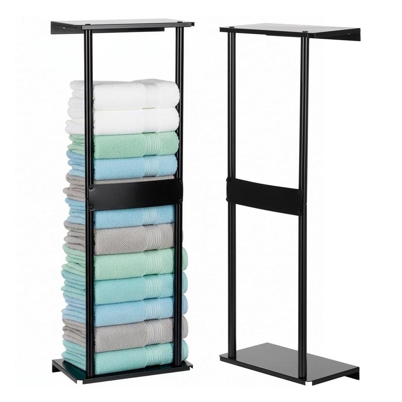 Метален рафт с матово покритие, включени аксесоари за монтаж, 31x15x77 см, модерен дизайн, черен - 3