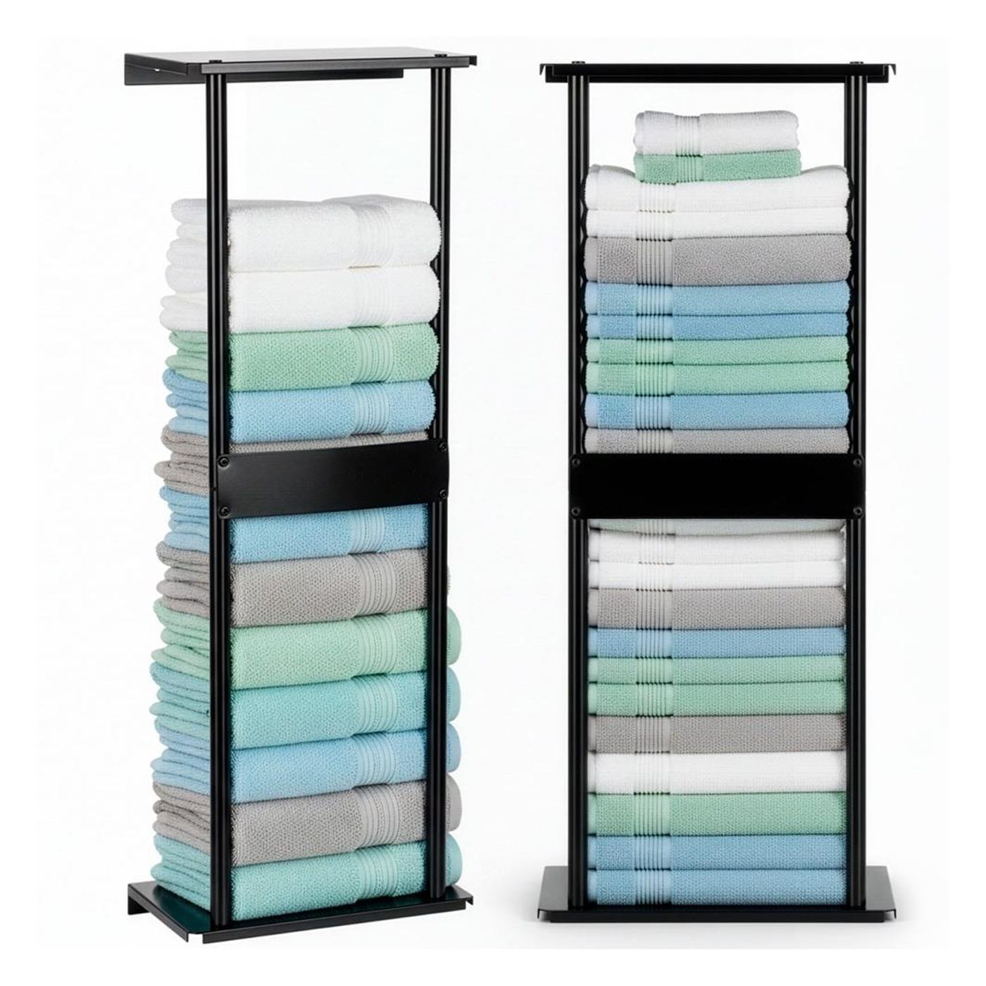 Метален рафт с матово покритие, включени аксесоари за монтаж, 31x15x77 см, модерен дизайн, черен - 4