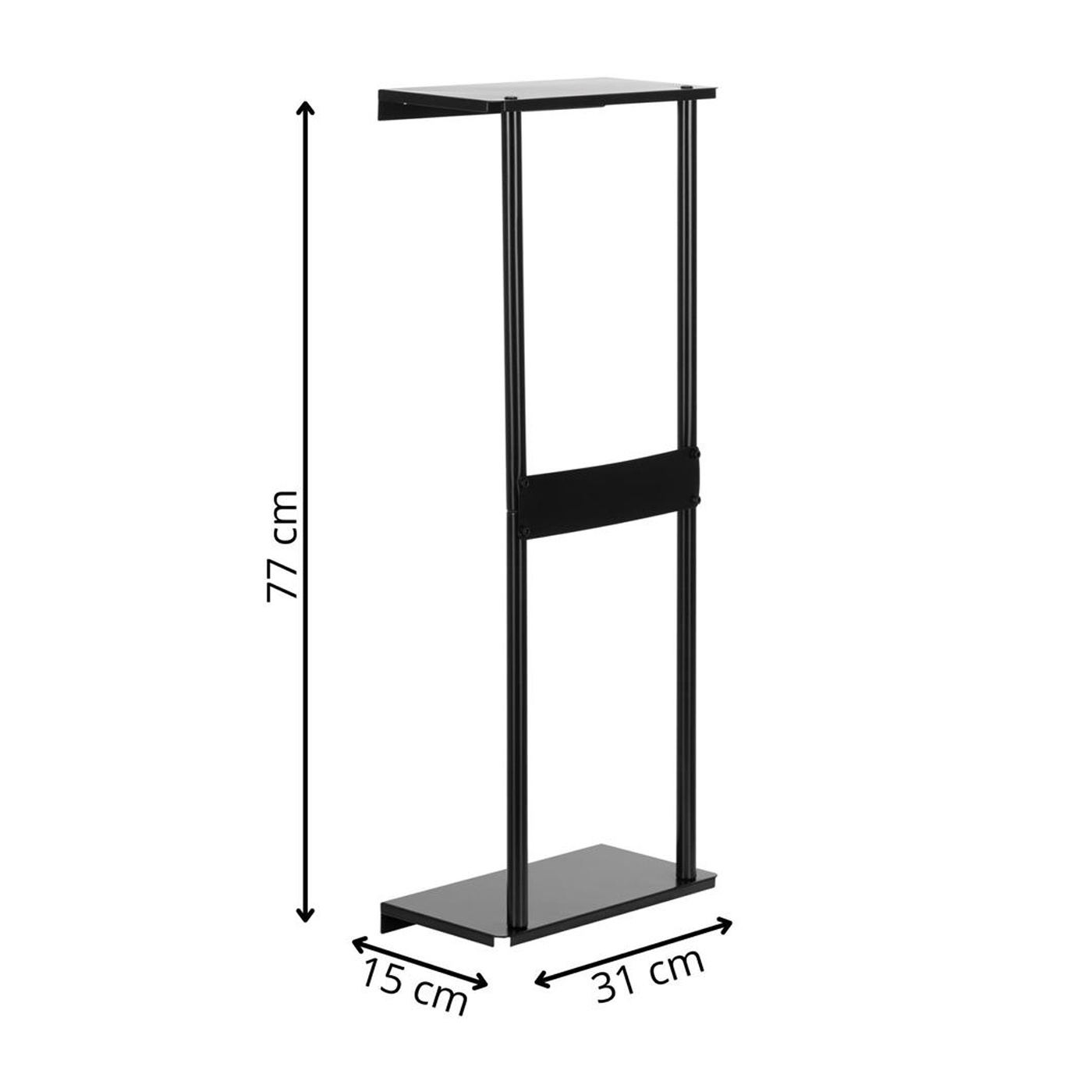 Метален рафт с матово покритие, включени аксесоари за монтаж, 31x15x77 см, модерен дизайн, черен - 10