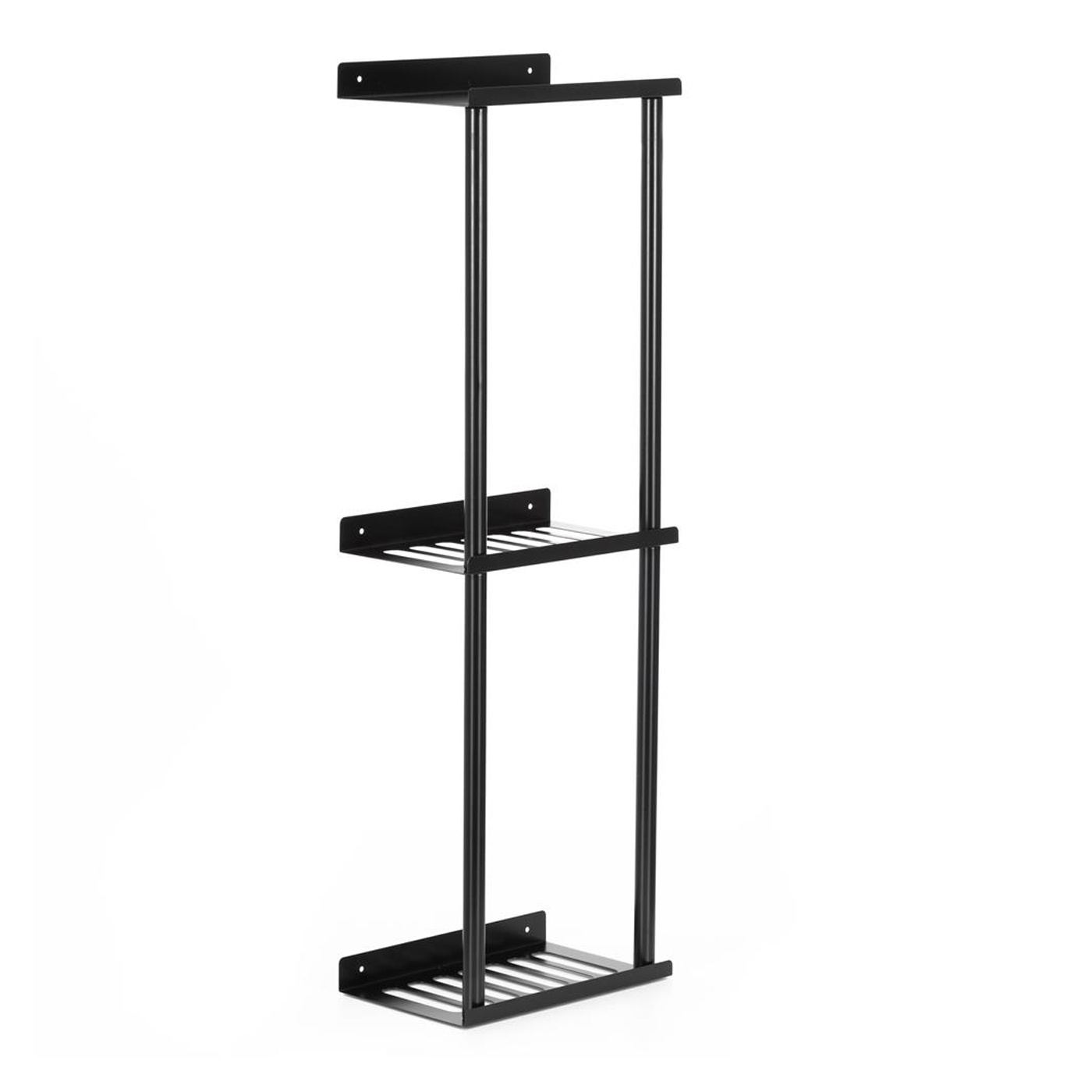Метален рафт с матово покритие, включени аксесоари за монтаж, 25x16x76 см, компактен дизайн, черен - 13