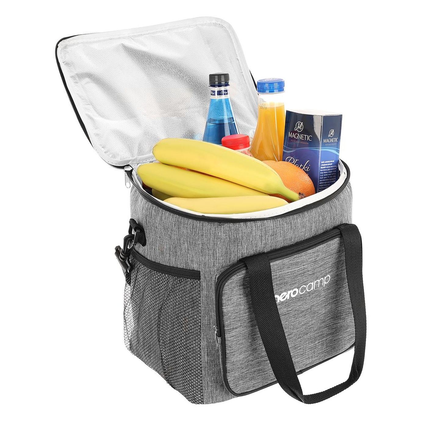 28L Термо чанта, с регулируема презрамка и 3 джоба, 37x29x29 см, Сива - 5