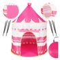 Сгъваема палатка за игра тип "pop-up" за деца с корони и точки, 100x140 см, за закрито и открито, розова thumbnail 3