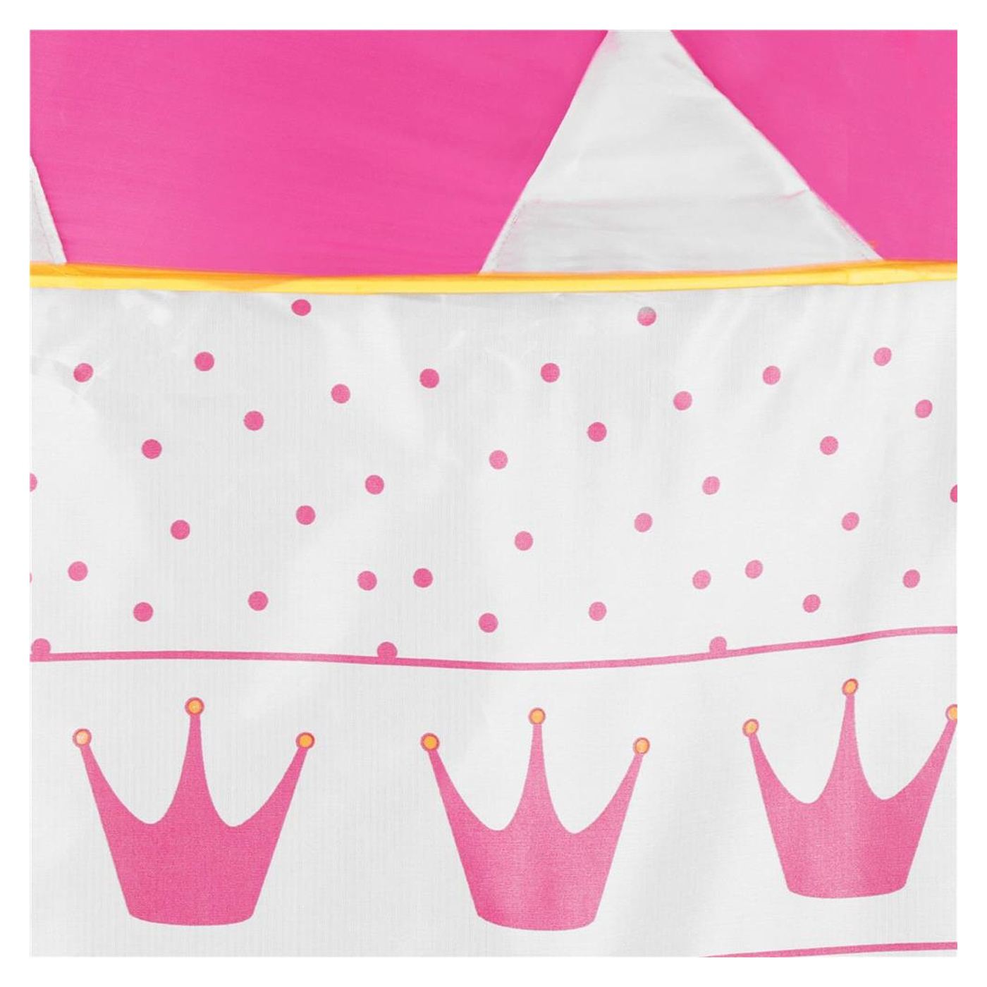 Сгъваема палатка за игра тип "pop-up" за деца с корони и точки, 100x140 см, за закрито и открито, розова - 8
