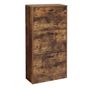 Шкаф за обувки с 3 падащи врати, дърво, 12-18 чифта, 60x24x120 см, рустик дизайн, кафяв thumbnail 1